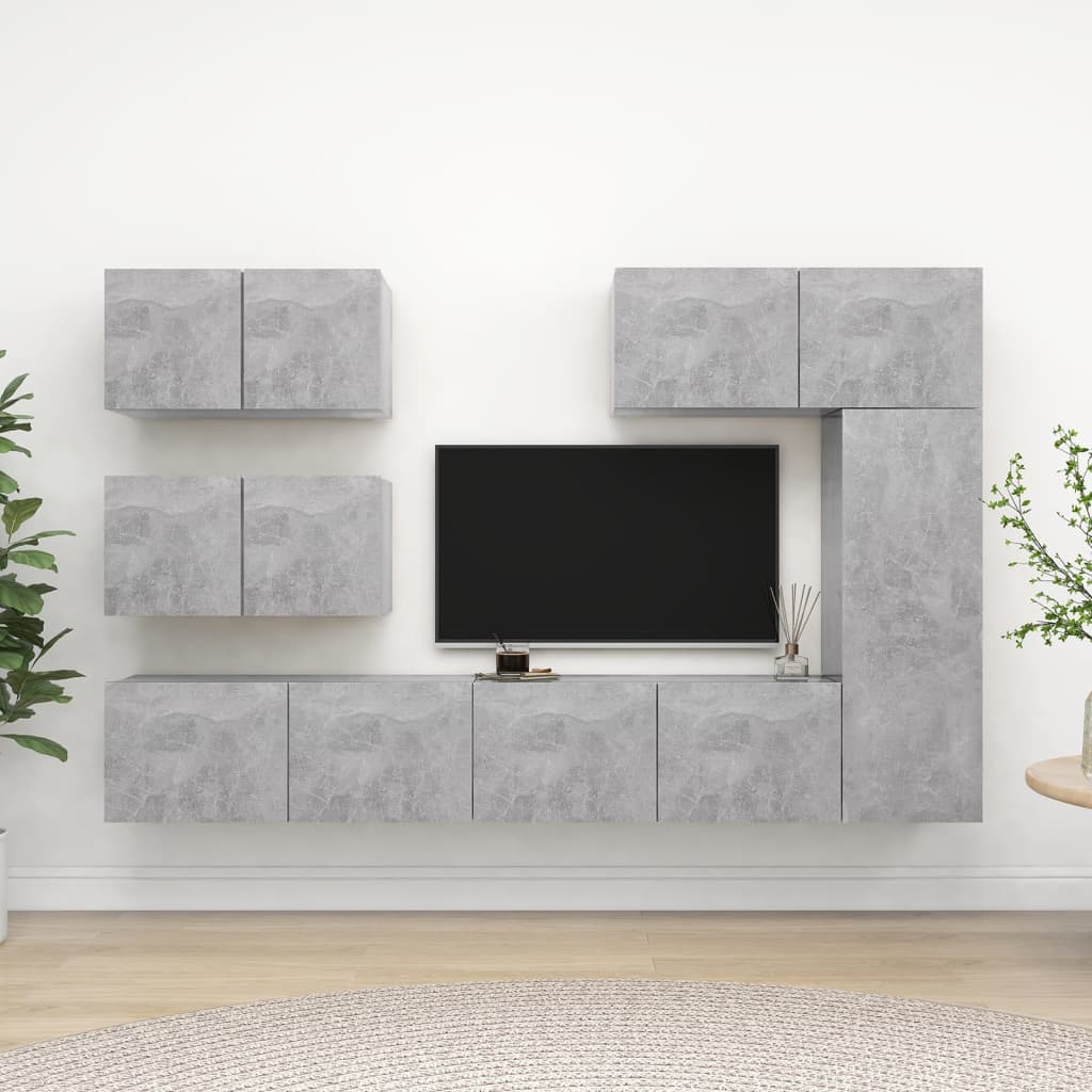Set di Mobili Porta TV 6 pz Grigio Cemento in Legno Multistrato - homemem39