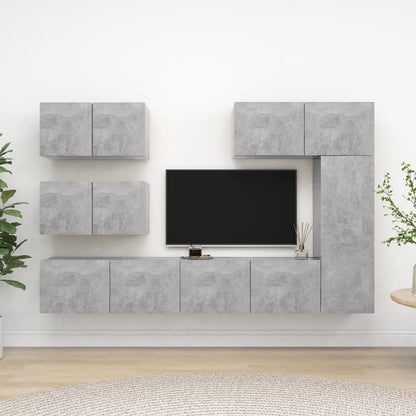 Set di Mobili Porta TV 6 pz Grigio Cemento in Legno Multistrato - homemem39