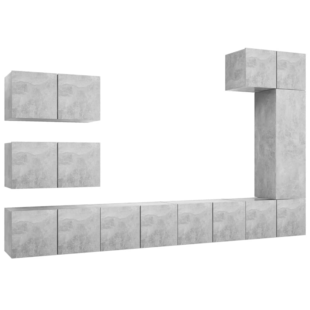 Set di Mobili Porta TV 8 pz Grigio Cemento in Legno Multistrato - homemem39