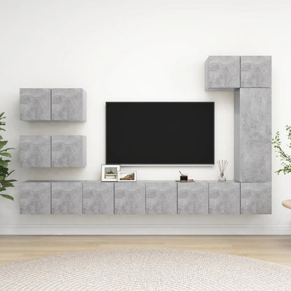 Set di Mobili Porta TV 8 pz Grigio Cemento in Legno Multistrato - homemem39