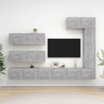 Set di Mobili Porta TV 7 pz Grigio Cemento in Legno Multistrato - homemem39