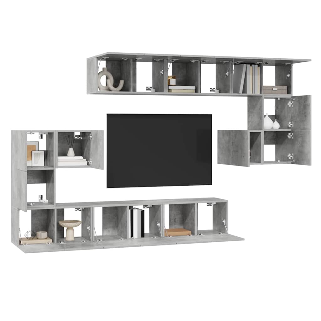 Set di Mobili Porta TV 10pz Grigio Cemento in Legno Multistrato - homemem39