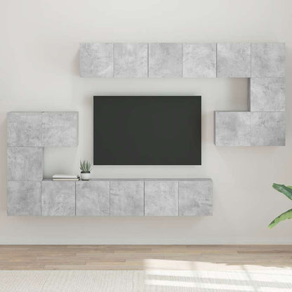 Set di Mobili Porta TV 10pz Grigio Cemento in Legno Multistrato - homemem39