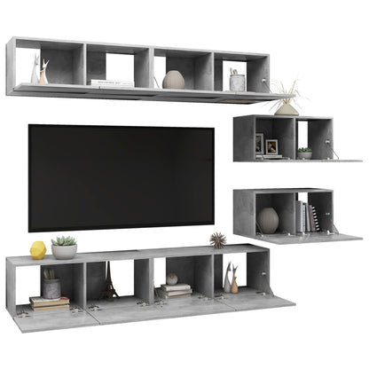 Set di Mobili Porta TV 6 pz Grigio Cemento in Legno Multistrato - homemem39
