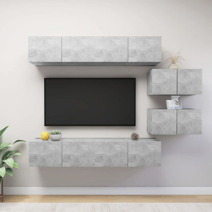 Set di Mobili Porta TV 6 pz Grigio Cemento in Legno Multistrato - homemem39