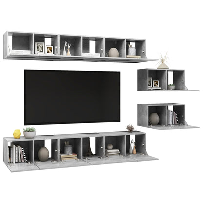 Mobili Porta TV 8 pz Grigio Cemento in Legno Multistrato - homemem39