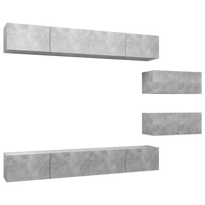 Set di Mobili Porta TV 6 pz Grigio Cemento in Legno Multistrato - homemem39
