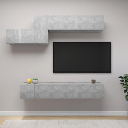 Set di Mobili Porta TV 7 pz Grigio Cemento in Legno Multistrato - homemem39