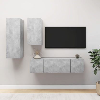 Set di Mobili Porta TV 4 pz Grigio Cemento in Legno Multistrato - homemem39