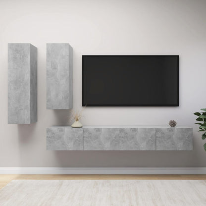 Set di Mobili Porta TV 4 pz Grigio Cemento in Legno Multistrato - homemem39