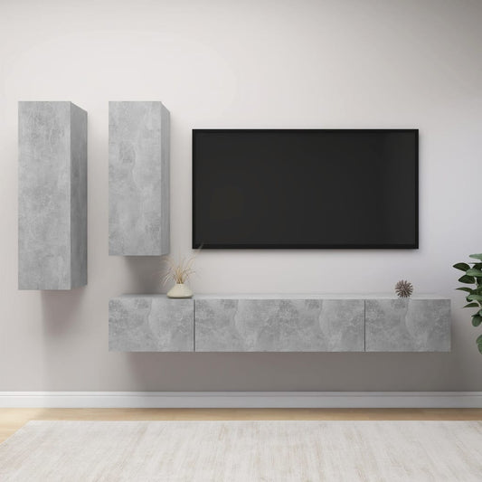 Set di Mobili Porta TV 4 pz Grigio Cemento in Legno Multistrato - homemem39