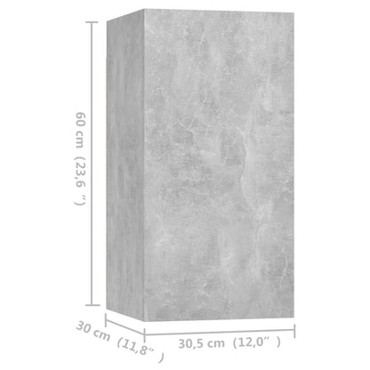 Mobili Porta TV 4 pz Grigio Cemento 30,5x30x60 cm Multistrato
