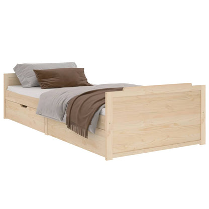Giroletto con Cassetti in Legno Massello di Pino 90x200 cm | homemem39