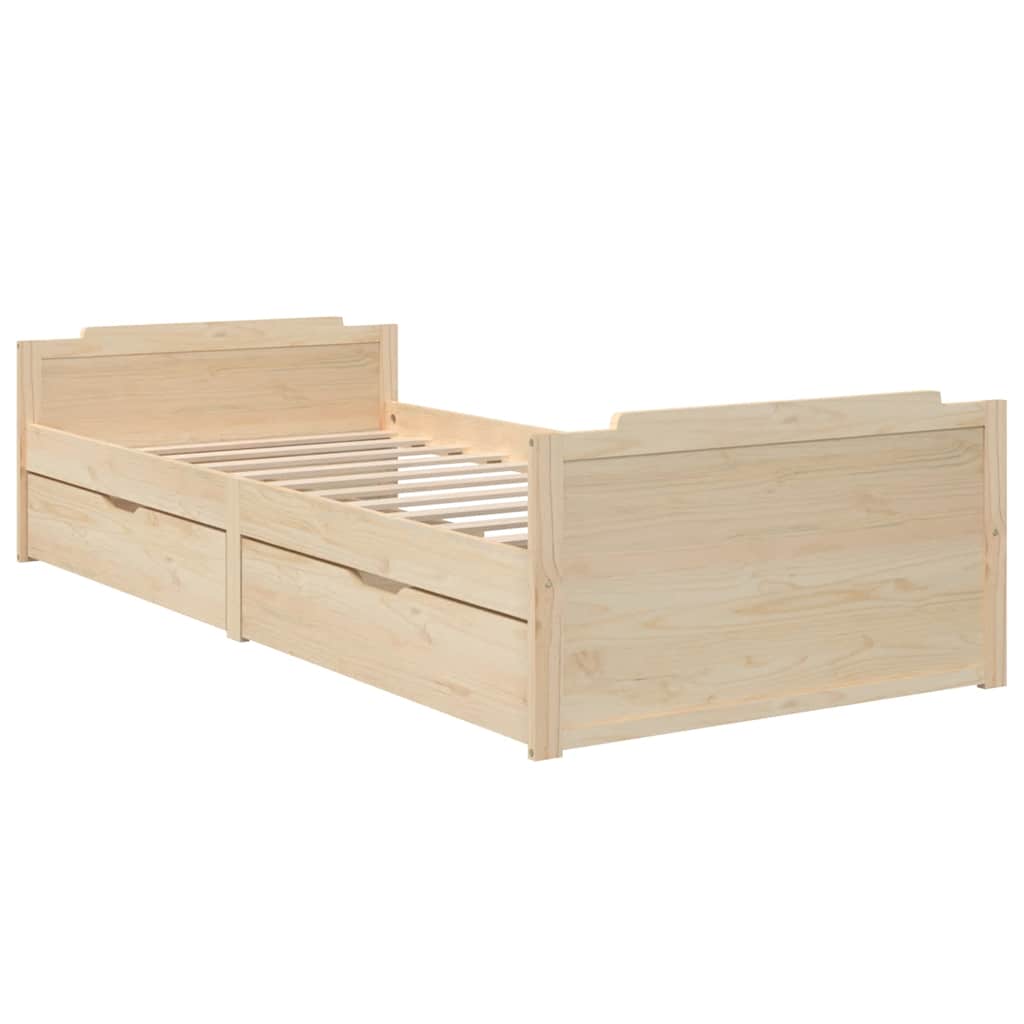 Giroletto con Cassetti in Legno Massello di Pino 90x200 cm | homemem39