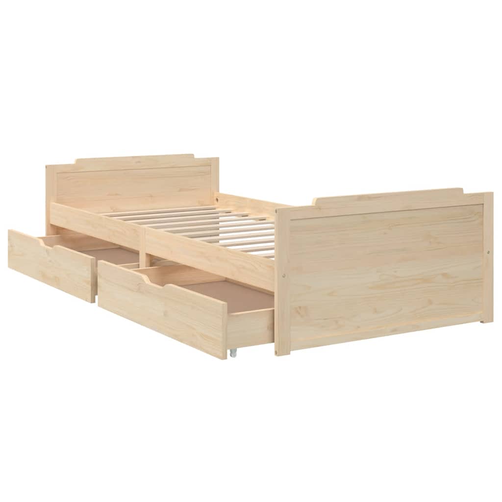 Giroletto con Cassetti in Legno Massello di Pino 90x200 cm | homemem39