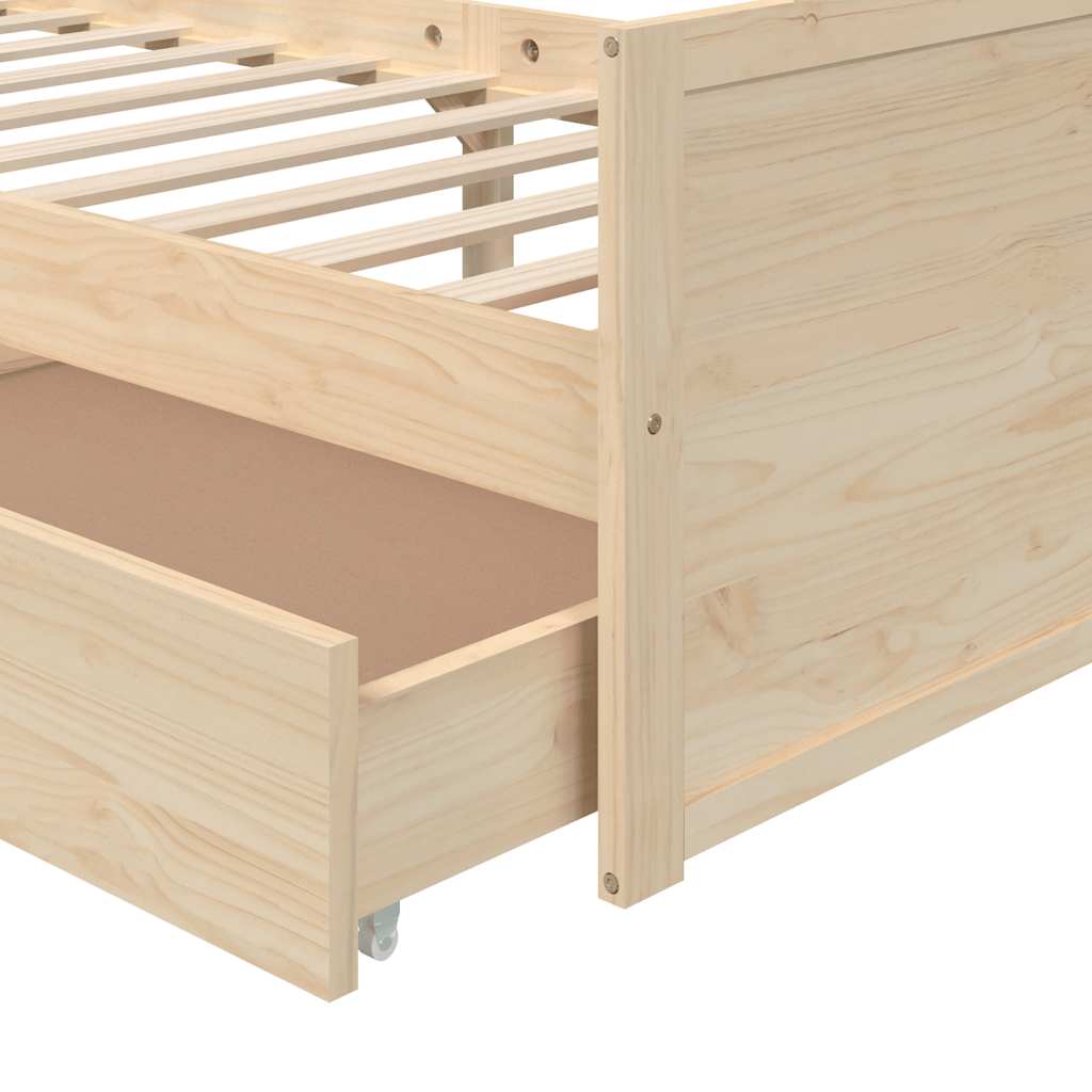 Giroletto con Cassetti in Legno Massello di Pino 90x200 cm | homemem39