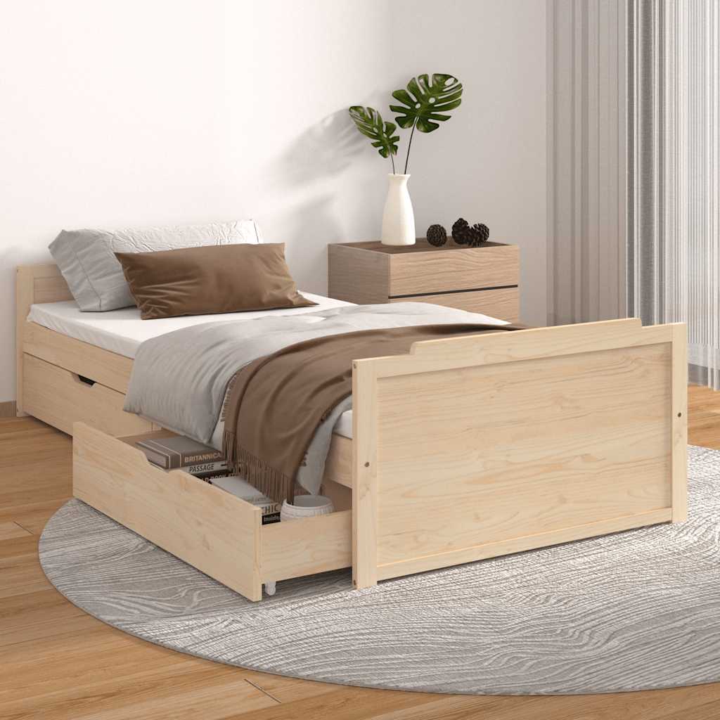 Giroletto con Cassetti in Legno Massello di Pino 90x200 cm | homemem39