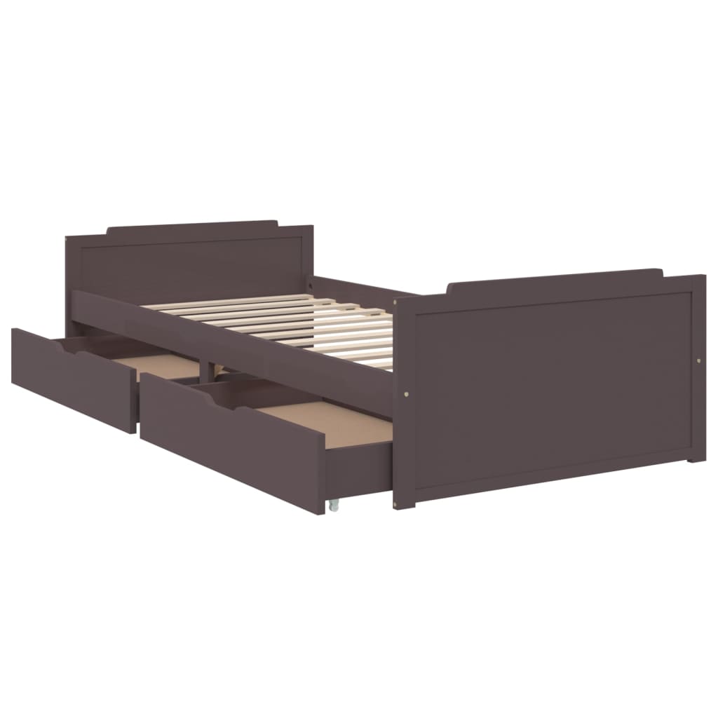 Giroletto Cassetti Marrone Scuro Legno Massello Pino 90x200 cm | homemem39