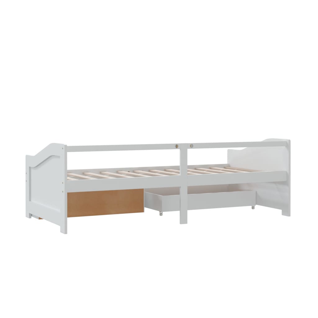Divano Letto 3 Posti con Cassetti Bianco Pino Massello 90x200cm - homemem39
