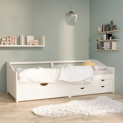 Divano Letto 3 Posti con Cassetti Bianco Pino Massello 90x200cm - homemem39