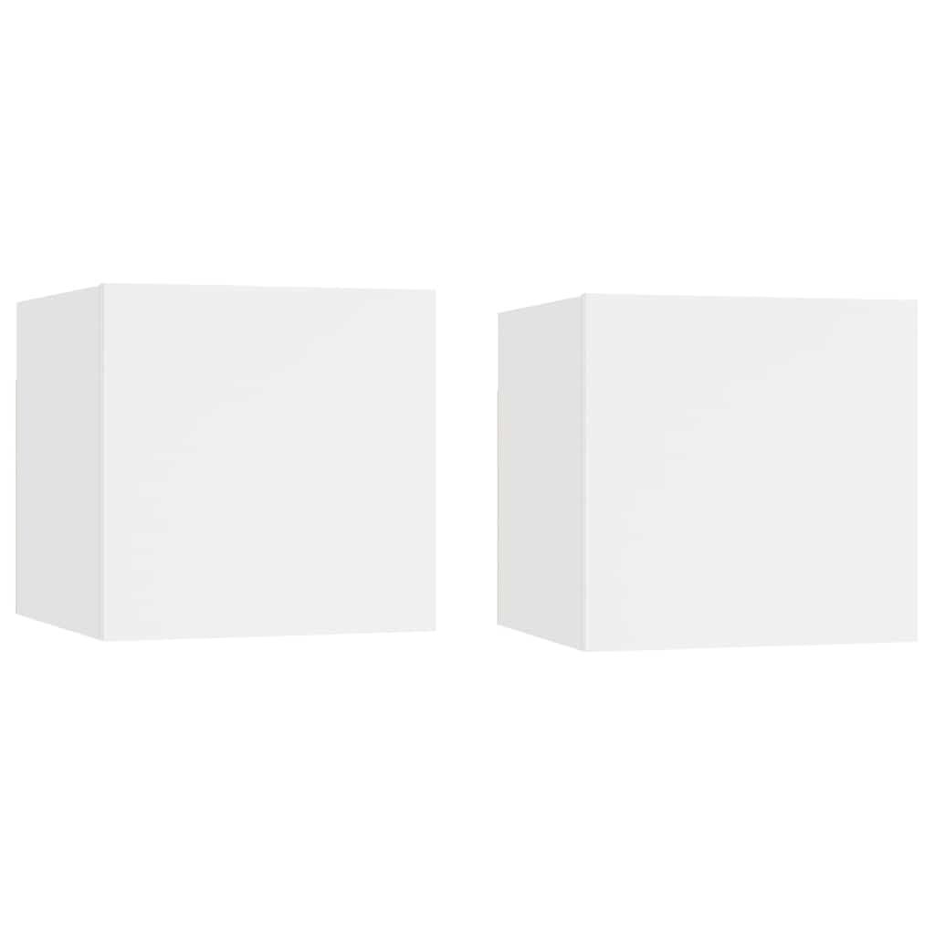 Comodini 2 pz Bianchi 30,5x30x30 cm in Legno Multistrato