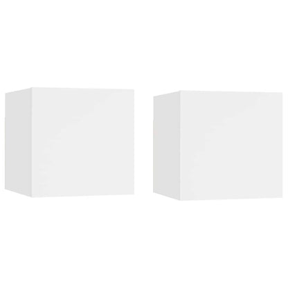 Comodini 2 pz Bianchi 30,5x30x30 cm in Legno Multistrato