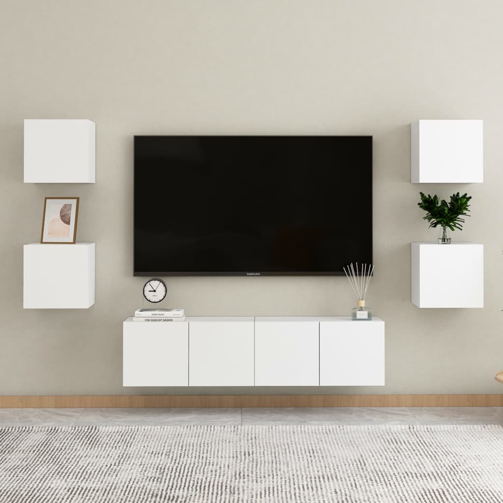 Comodini 2 pz Bianchi 30,5x30x30 cm in Legno Multistrato | homemem39