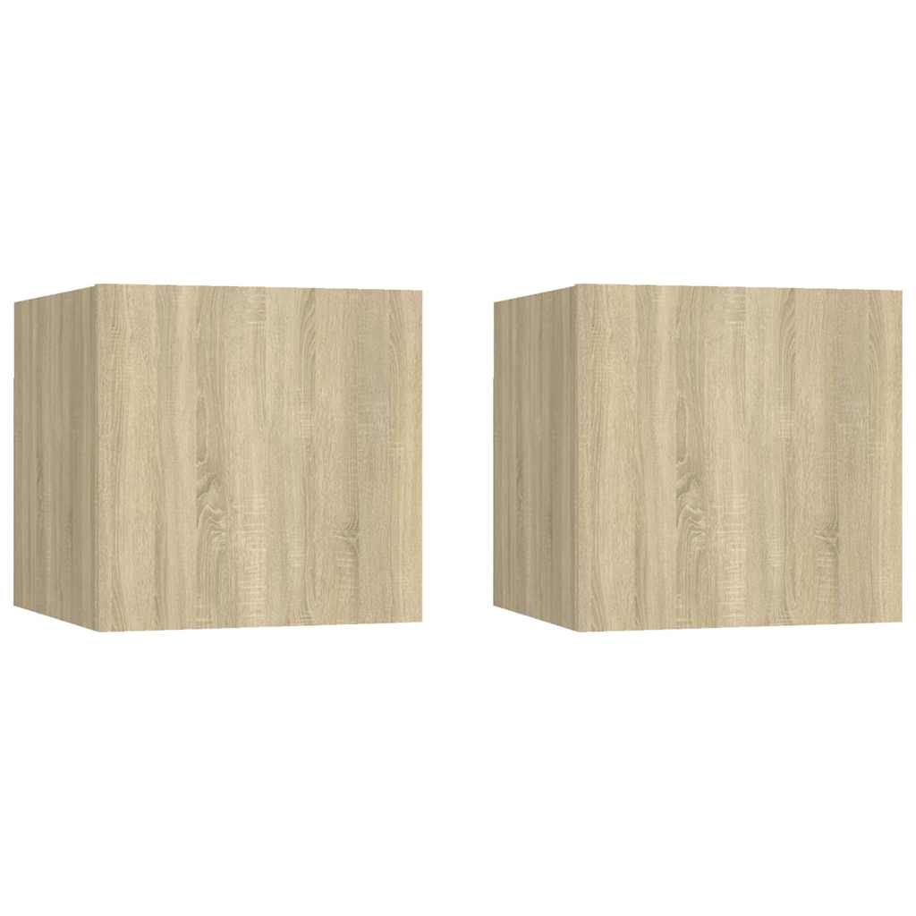 Comodini 2 pz Rovere Sonoma 30,5x30x30 cm in Legno Multistrato