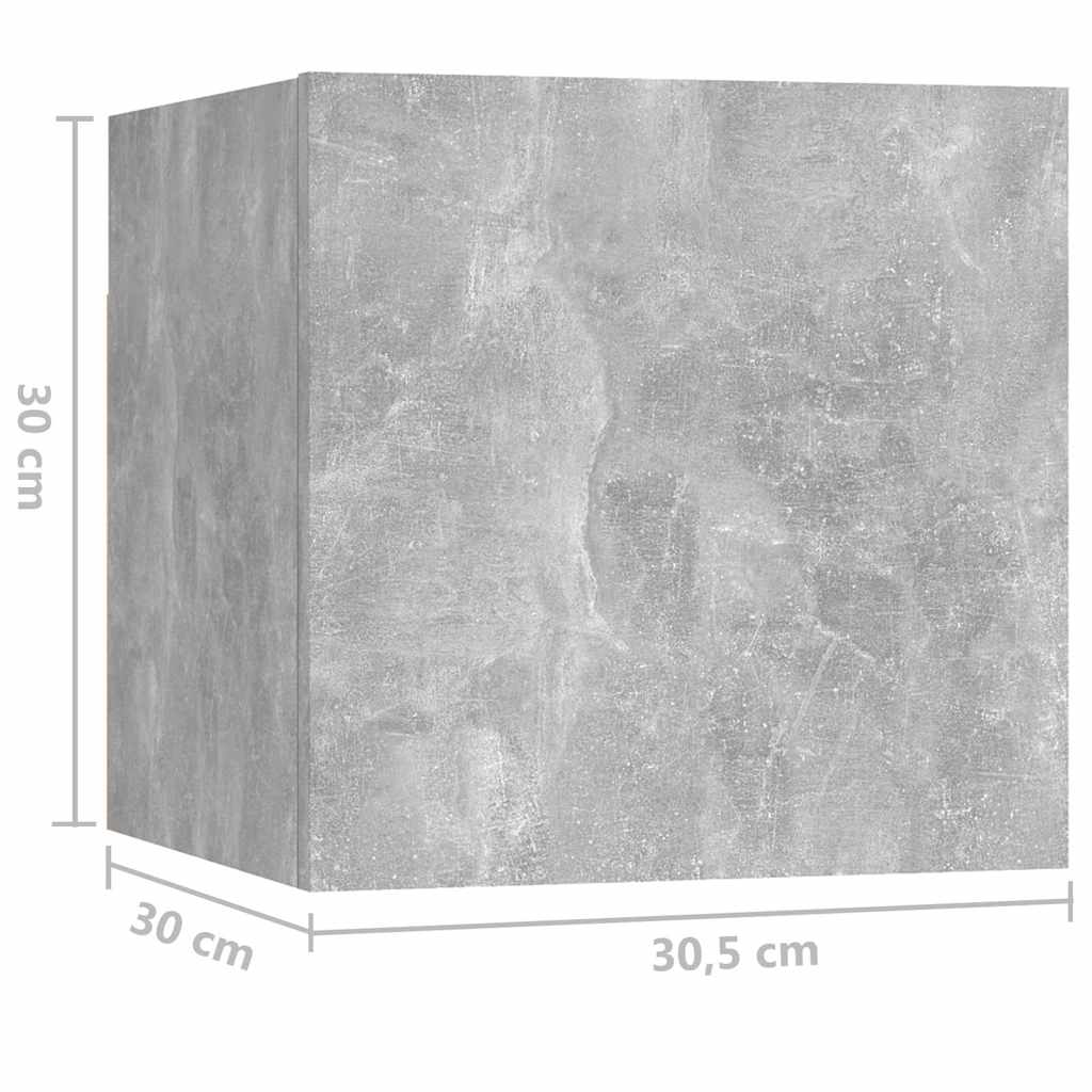Comodino Grigio Cemento 30,5x30x30 cm in Truciolato