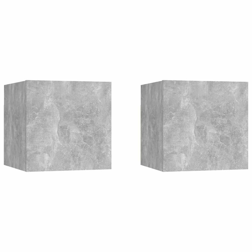 Comodini 2 pz Grigio Cemento 30,5x30x30 cm in Legno Multistrato