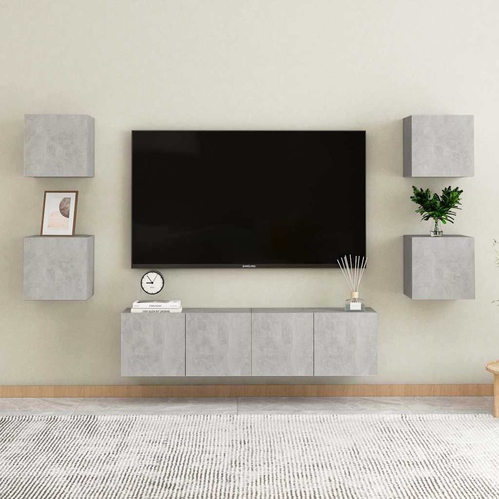 Comodini 2 pz Grigio Cemento 30,5x30x30 cm in Legno Multistrato