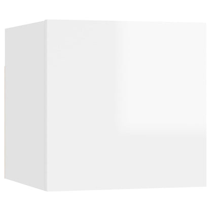 Comodino Bianco Lucido 30,5x30x30 cm in Truciolato - homemem39