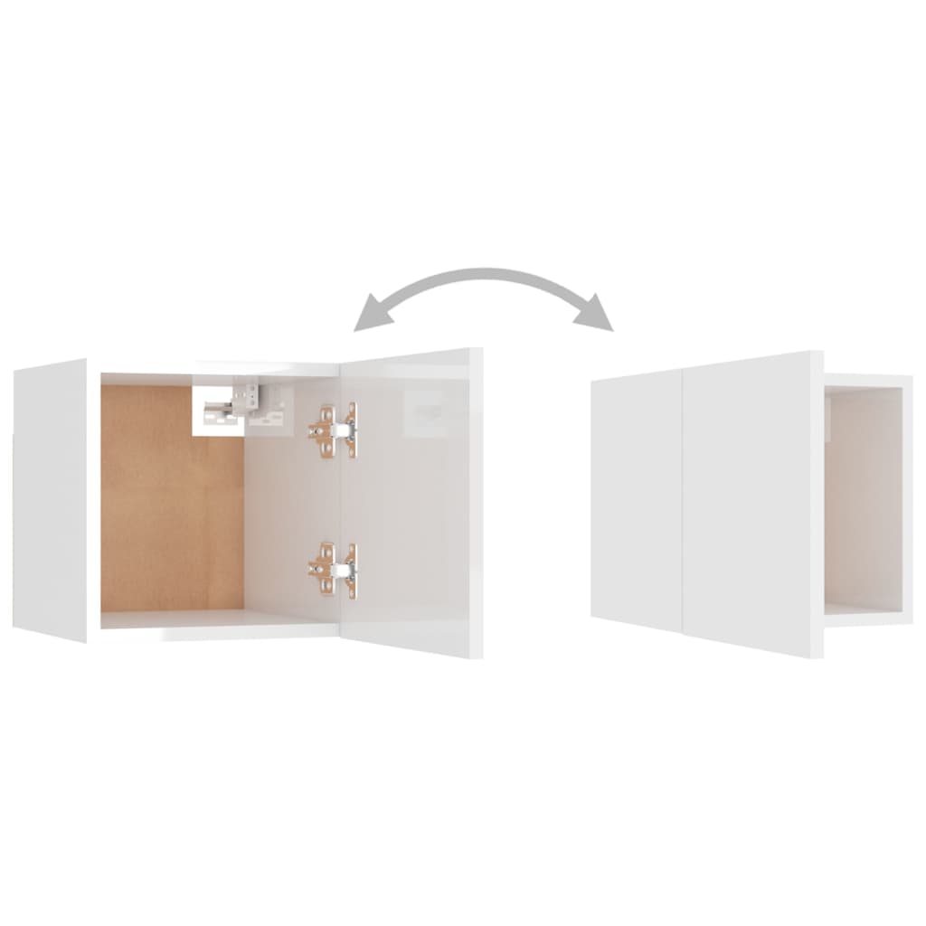 Comodino Bianco Lucido 30,5x30x30 cm in Truciolato - homemem39