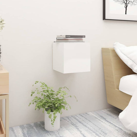 Comodino Bianco Lucido 30,5x30x30 cm in Truciolato - homemem39