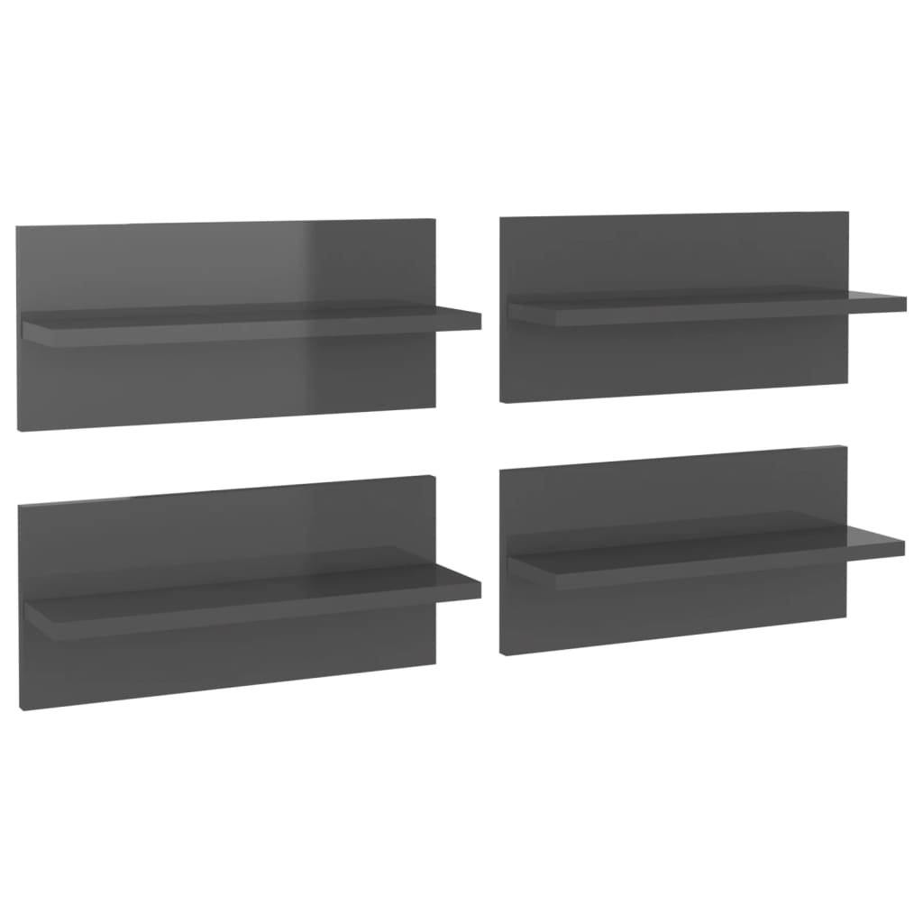 Mensole a Muro 4 pz Grigio Lucido 40x11,5x18 cm | homemem39