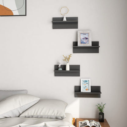 Mensole a Muro 4 pz Grigio Lucido 40x11,5x18 cm | homemem39