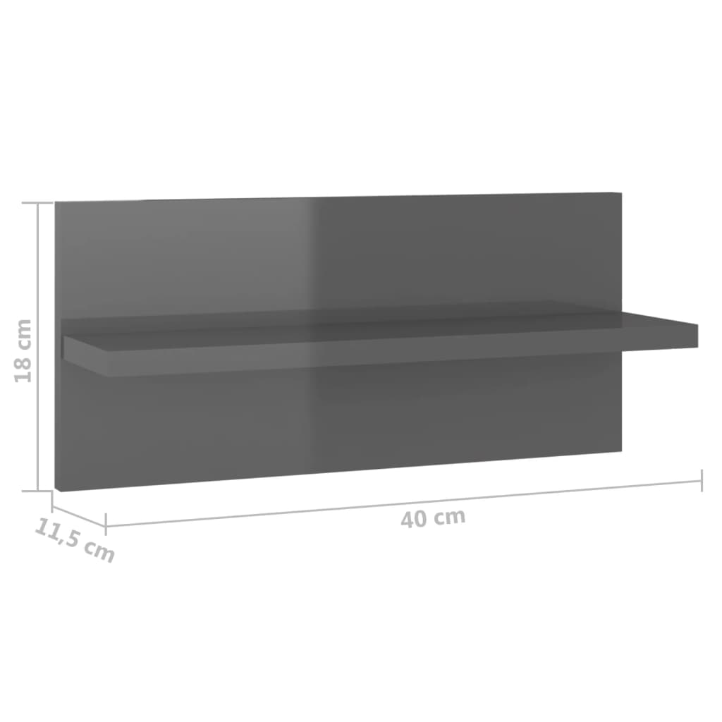 Mensole a Muro 4 pz Grigio Lucido 40x11,5x18 cm | homemem39