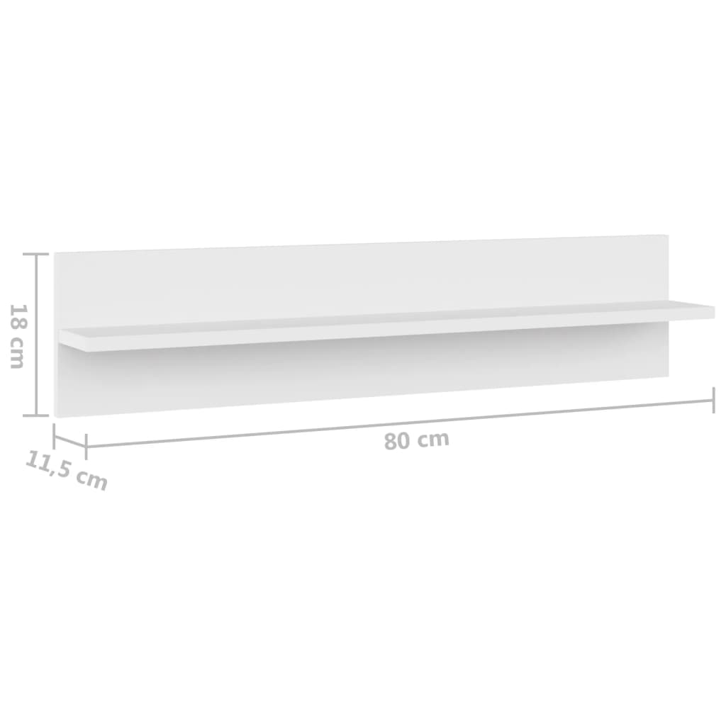 Mensole a Muro 4 pz Bianche 80x11,5x18 cm in Legno Multistrato | homemem39