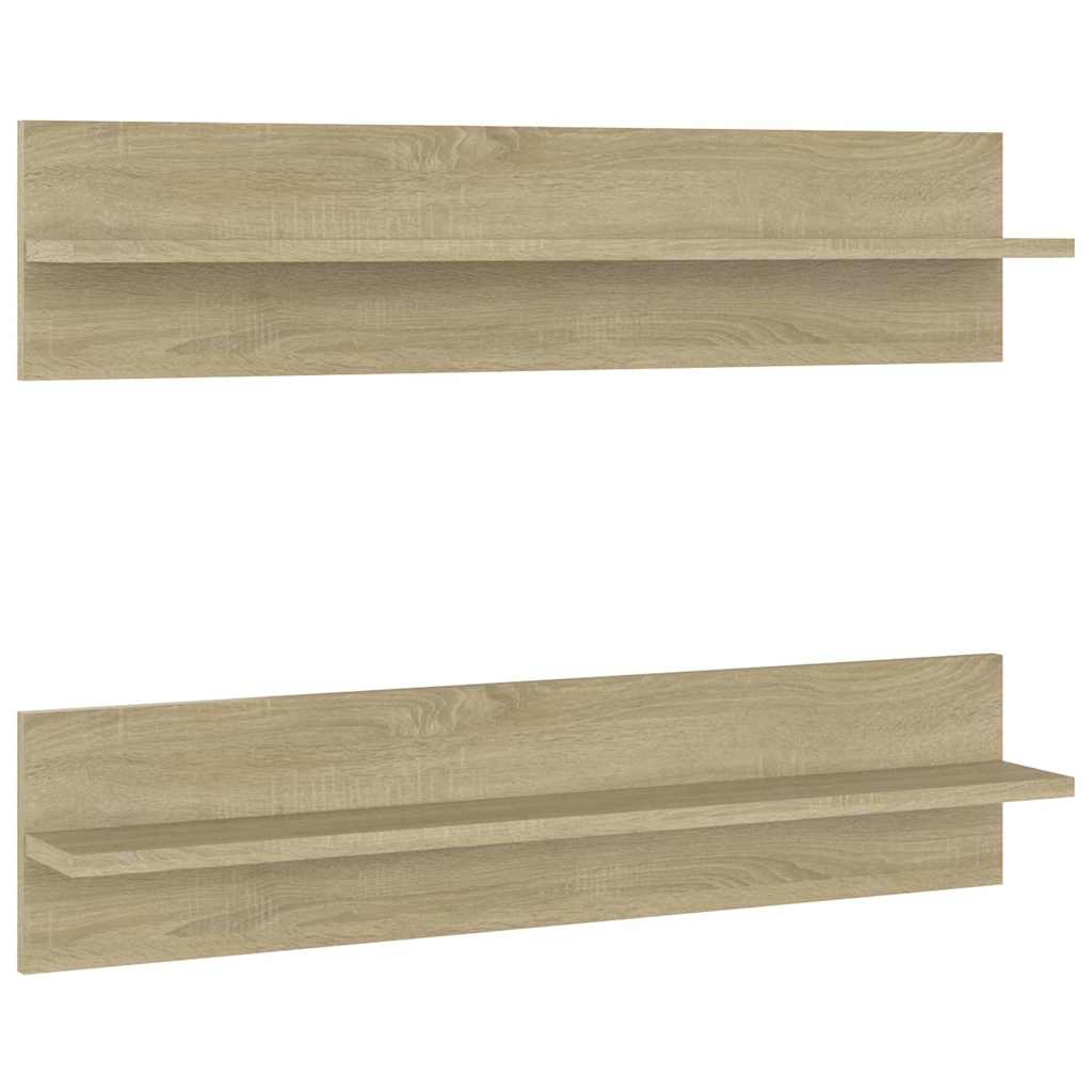 Mensole a Muro 2pz Rovere Sonoma 80x11,5x18cm Legno Multistrato