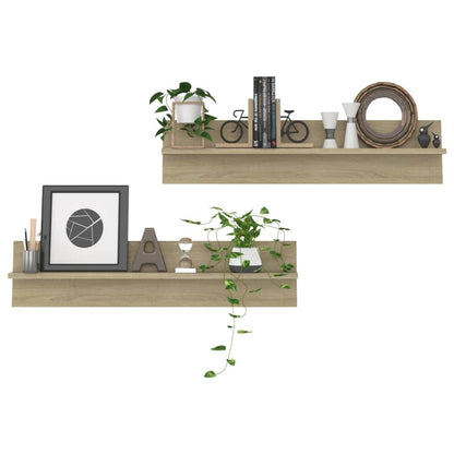 Mensole a Muro 2pz Rovere Sonoma 80x11,5x18cm Legno Multistrato | homemem39