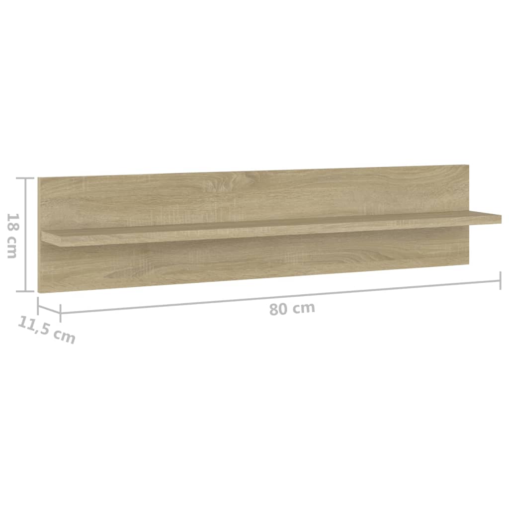 Mensole a Muro 2pz Rovere Sonoma 80x11,5x18cm Legno Multistrato | homemem39