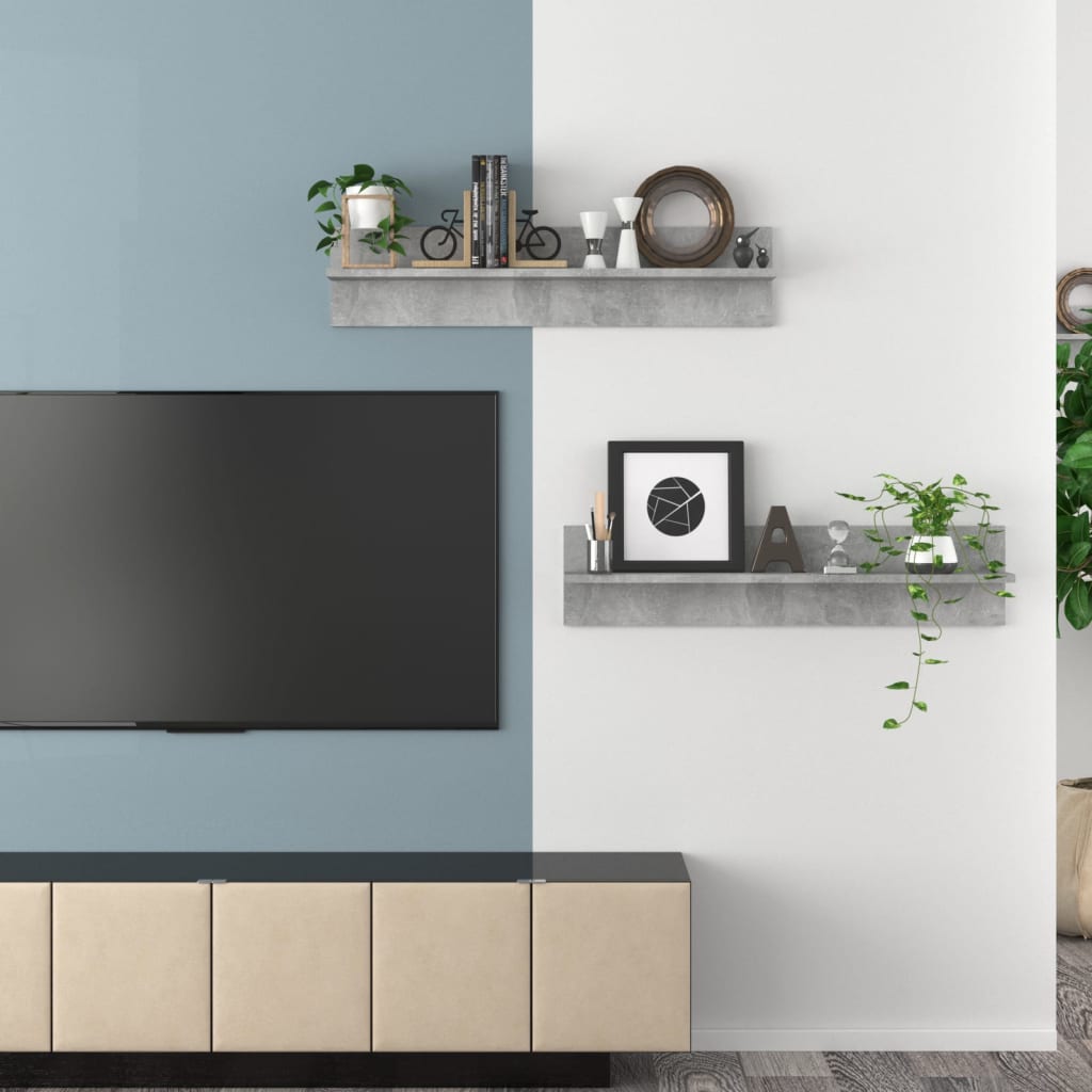 Mensole Muro 2pz Grigio Cemento 80x11,5x18cm Legno Multistrato | homemem39