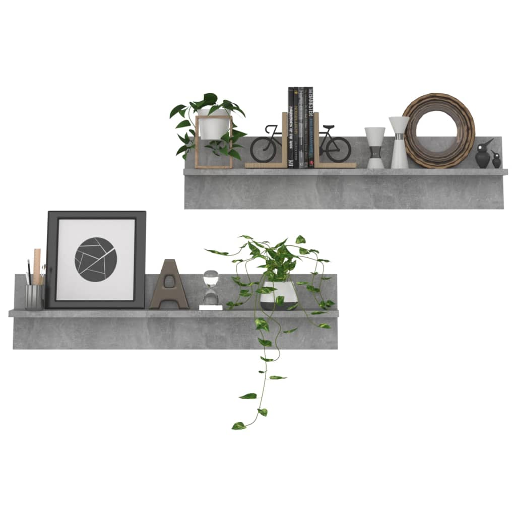 Mensole Muro 2pz Grigio Cemento 80x11,5x18cm Legno Multistrato | homemem39
