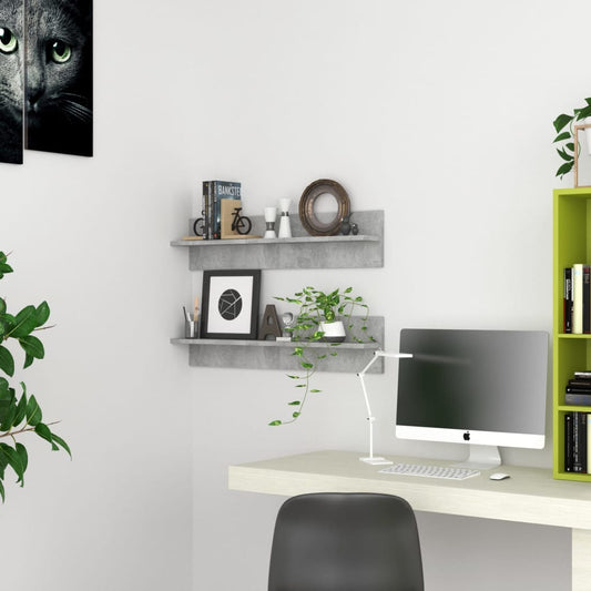 Mensole Muro 2pz Grigio Cemento 80x11,5x18cm Legno Multistrato | homemem39