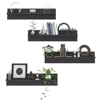 Mensole Parete 4pz Grigio Lucido 80x11,5x18cm Legno Multistrato | homemem39