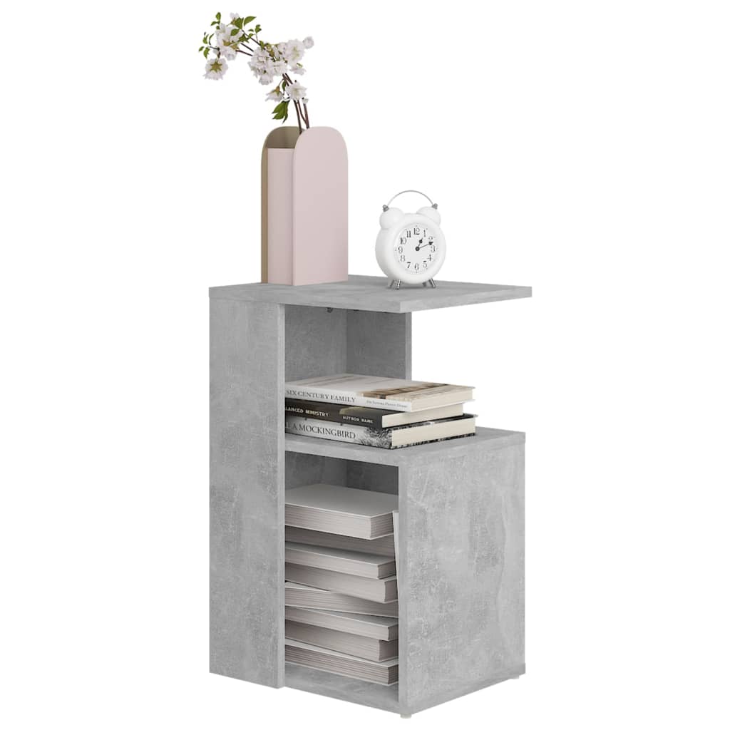 Tavolino Grigio Cemento 36x30x56 cm in Legno Multistrato - homemem39