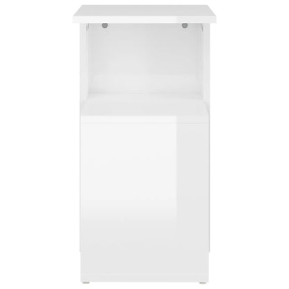 Tavolino Bianco Lucido 36x30x56 cm in Legno Multistrato - homemem39