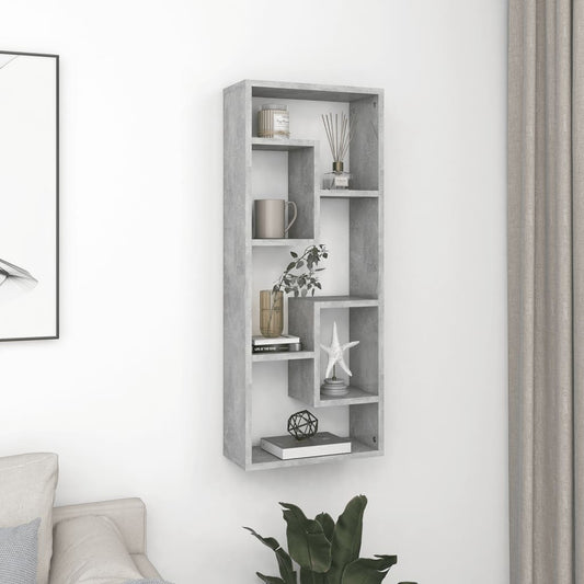 Scaffale a Parete Grigio Cemento 36x16x90 cm Legno Multistrato | homemem39