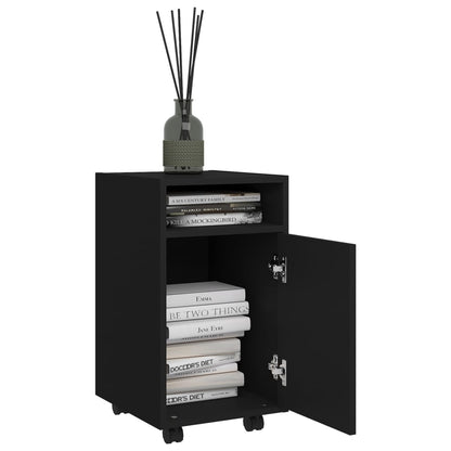 Credenza con Ruote Nera 33x38x60 cm in Legno Multistrato - homemem39