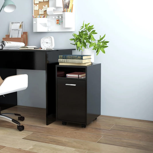 Credenza con Ruote Nera 33x38x60 cm in Legno Multistrato - homemem39